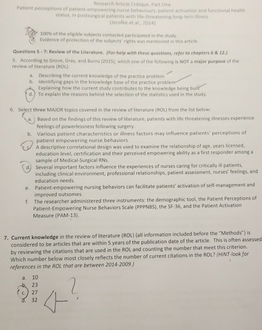 research article critique part one uta quizlet