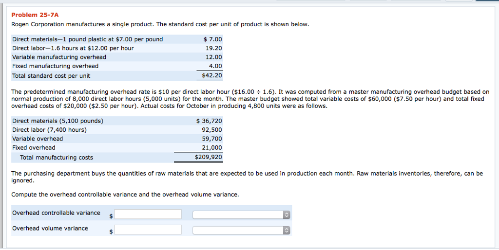 Solved Problem 25-7A Rogen Corporation manufactures a | Chegg.com