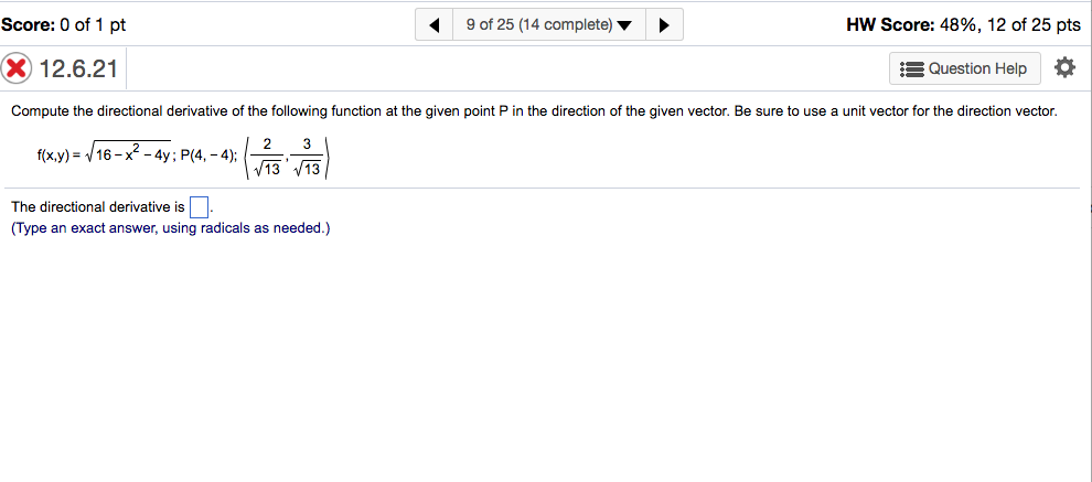 Solved Compute The Directional Derivative Of The Following