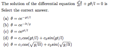 Solved The solution of the differential equation d^2 | Chegg.com