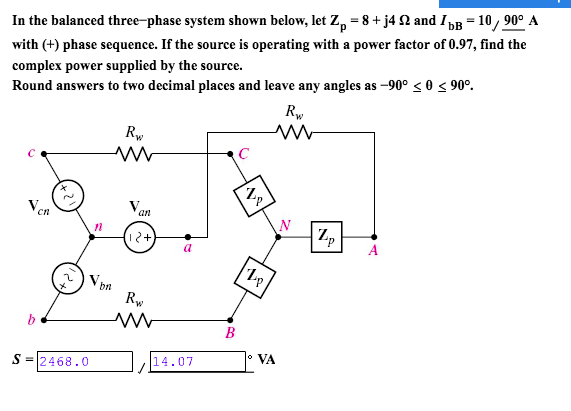 Solved In The Balanced Three-phase System Shown Below, Let | Chegg.com