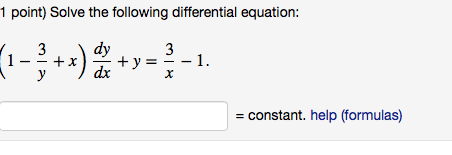 Solved 1 point) Solve the following differential equation: | Chegg.com