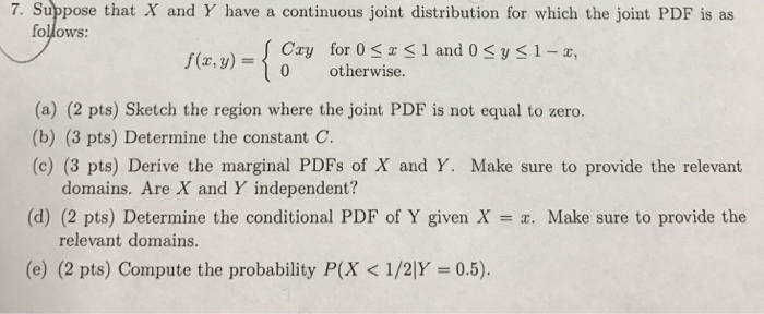 Suppose that X and Y have a continuous joint | Chegg.com