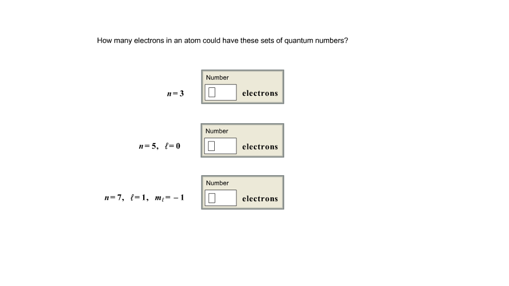 How many electrons in an atom could have these sets | Chegg.com