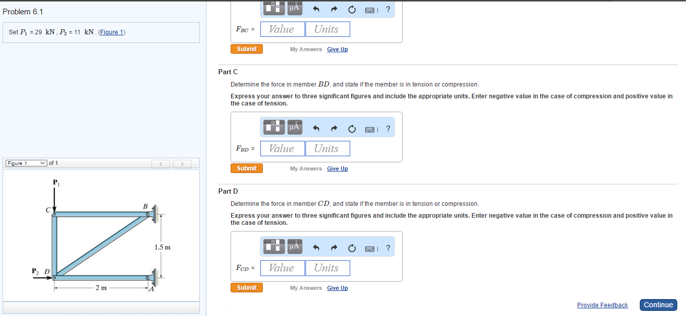 Solved Part A Determine the force in member AD, and state if | Chegg.com