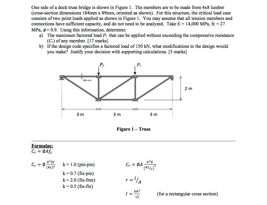 Solved One side of a deck truss bridge is shown in Figure 1. | Chegg.com