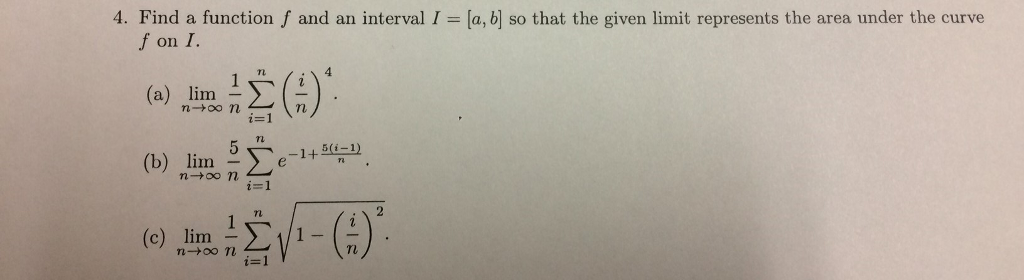 Solved Find a function f and an interval I = [a, b] so that | Chegg.com