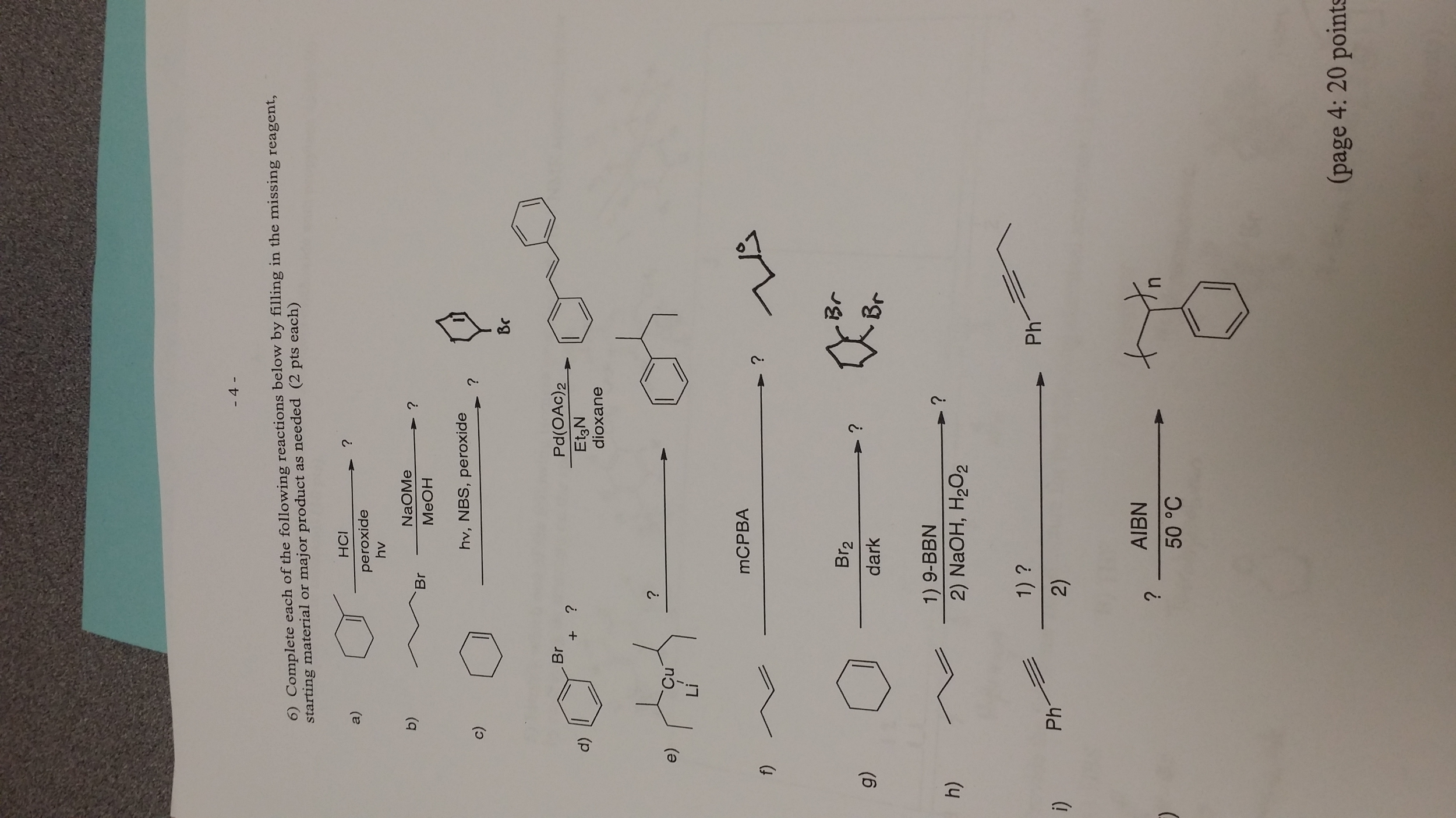 Solved Complete each of the following reactions below by | Chegg.com