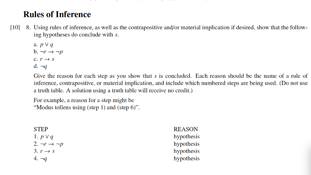 Solved Rules Of Inference [10] 8. Using Rules Of Inference, | Chegg.com