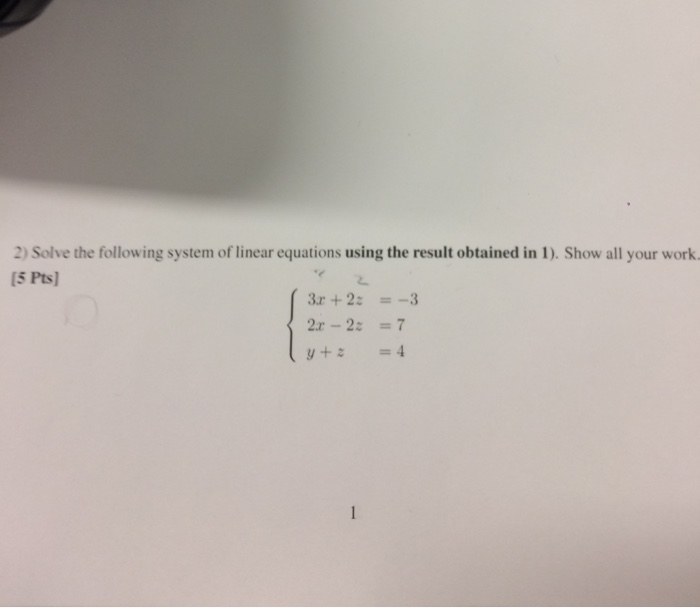 Solved Solve The Following System Of Linear Equations Using 5012