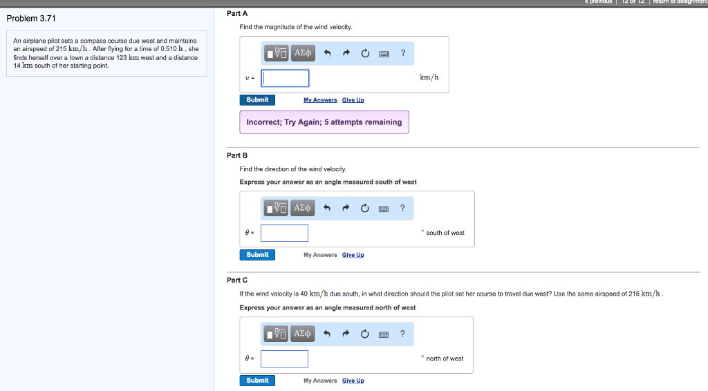 Solved An airplane pilot sets a compass course due west and
