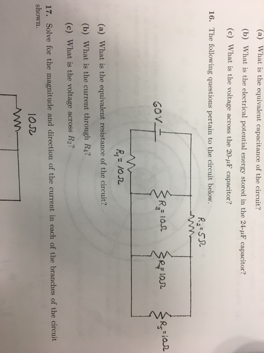 Solved The following questions pertain to the circuit below | Chegg.com