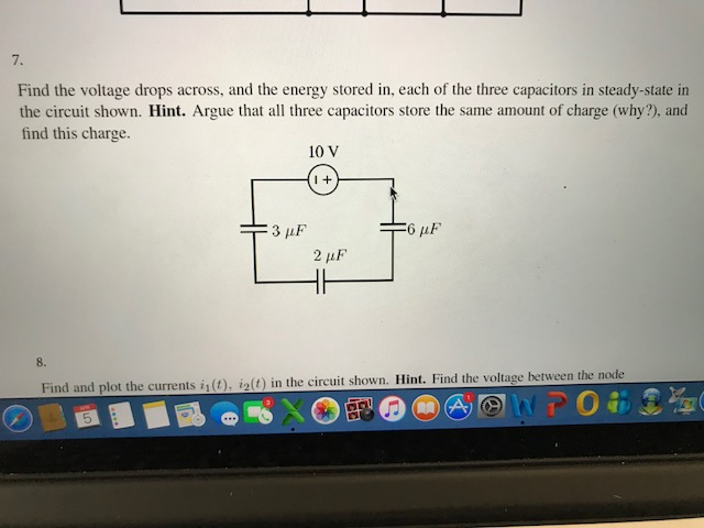 Solved Find the voltage drops across, and the energy stored | Chegg.com