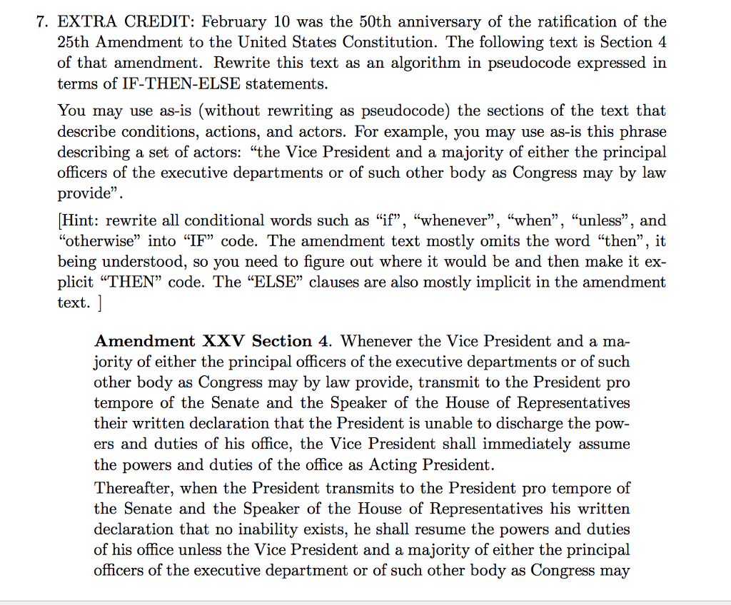 25th Amendment Examples