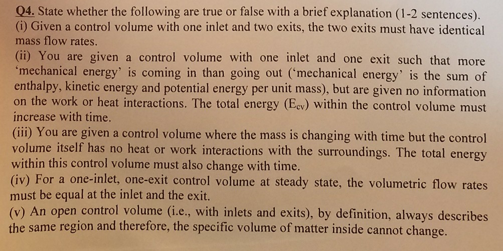 Solved Q4. State whether the following are true or false | Chegg.com