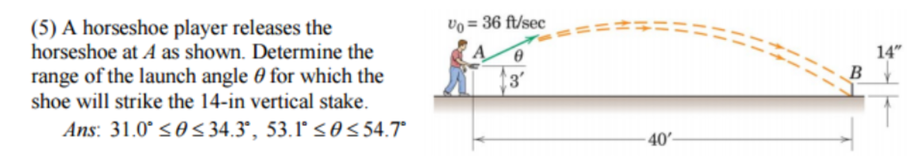 Horshoe Point Calculation Solved A horseshoe player releases the horseshoe at A as | Chegg.com