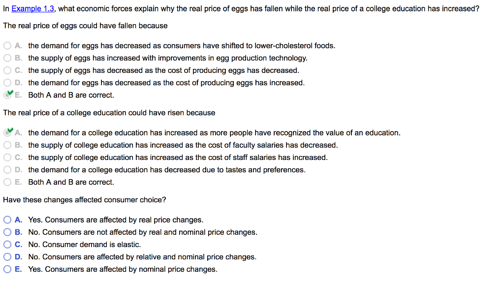 Solved In Example 1.3, what economic forces explain why the | Chegg.com