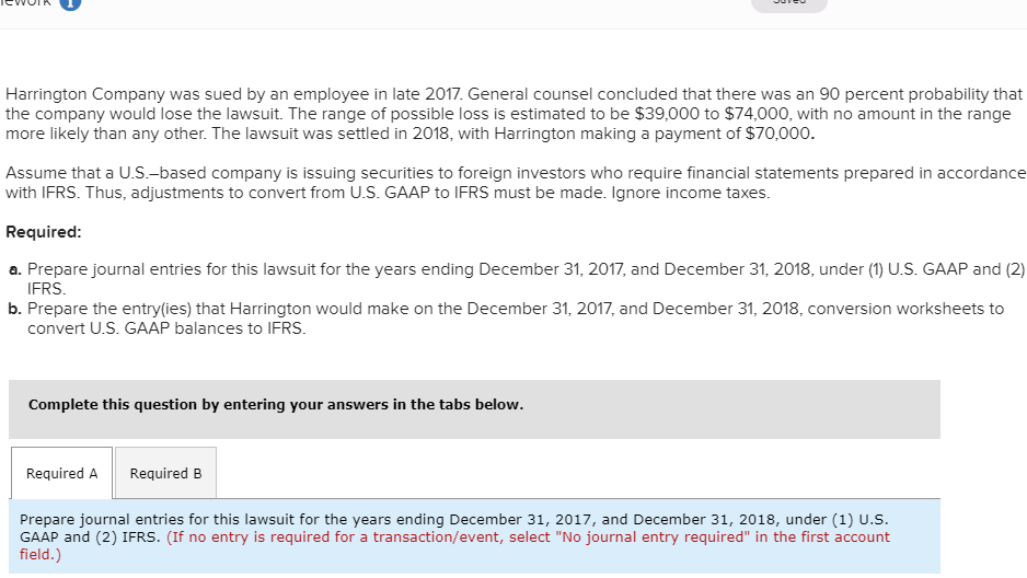 Solved Harrington Company was sued by an employee in late