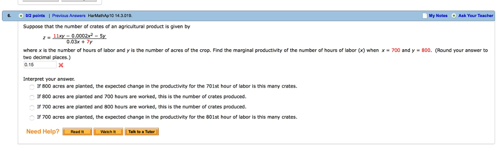 Solved My Notes O Aak Your Teacher 6. O/2 points | Previous | Chegg.com