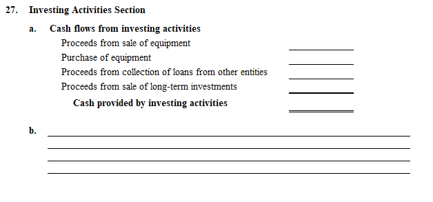 Inesting Activities Solved 27. Investing Activities Section. The following | Chegg.com