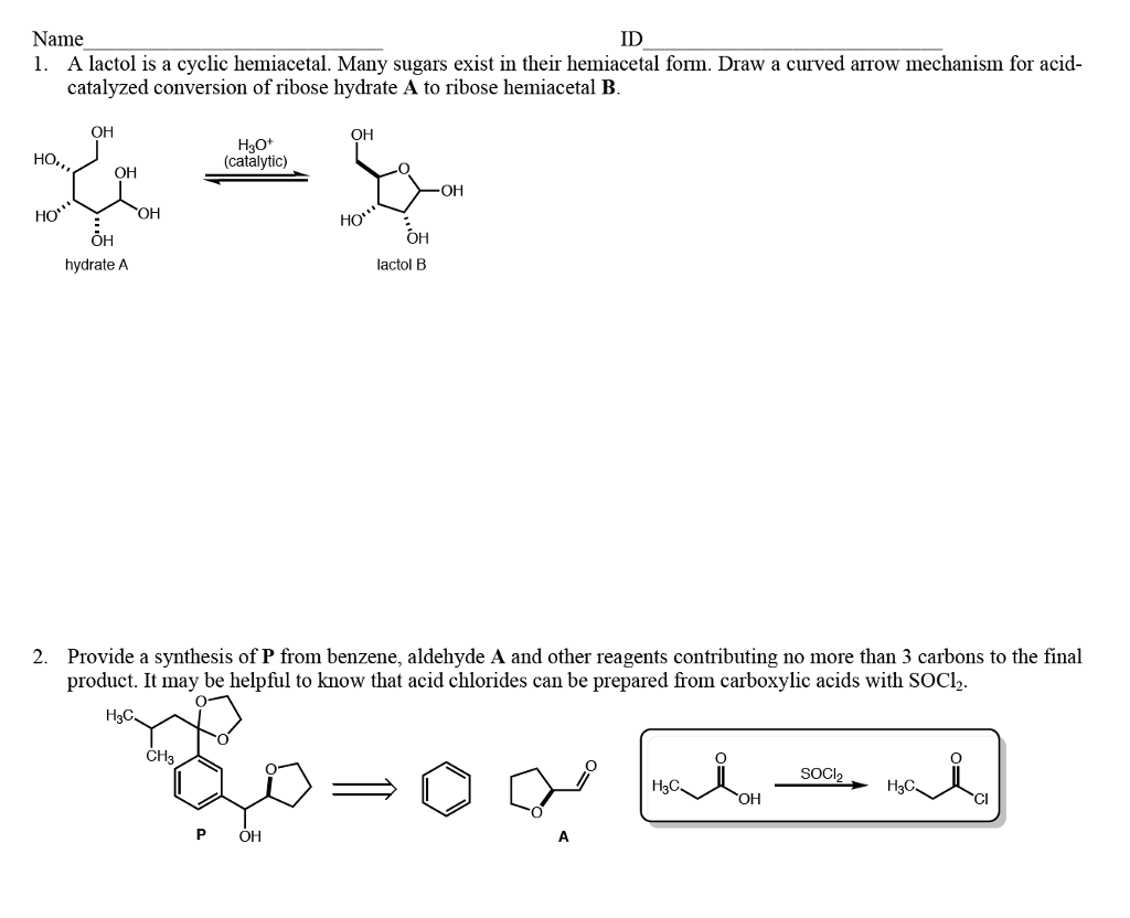 Solved Name ID 1. A lactol is a cyclic hemiacetal. Many | Chegg.com