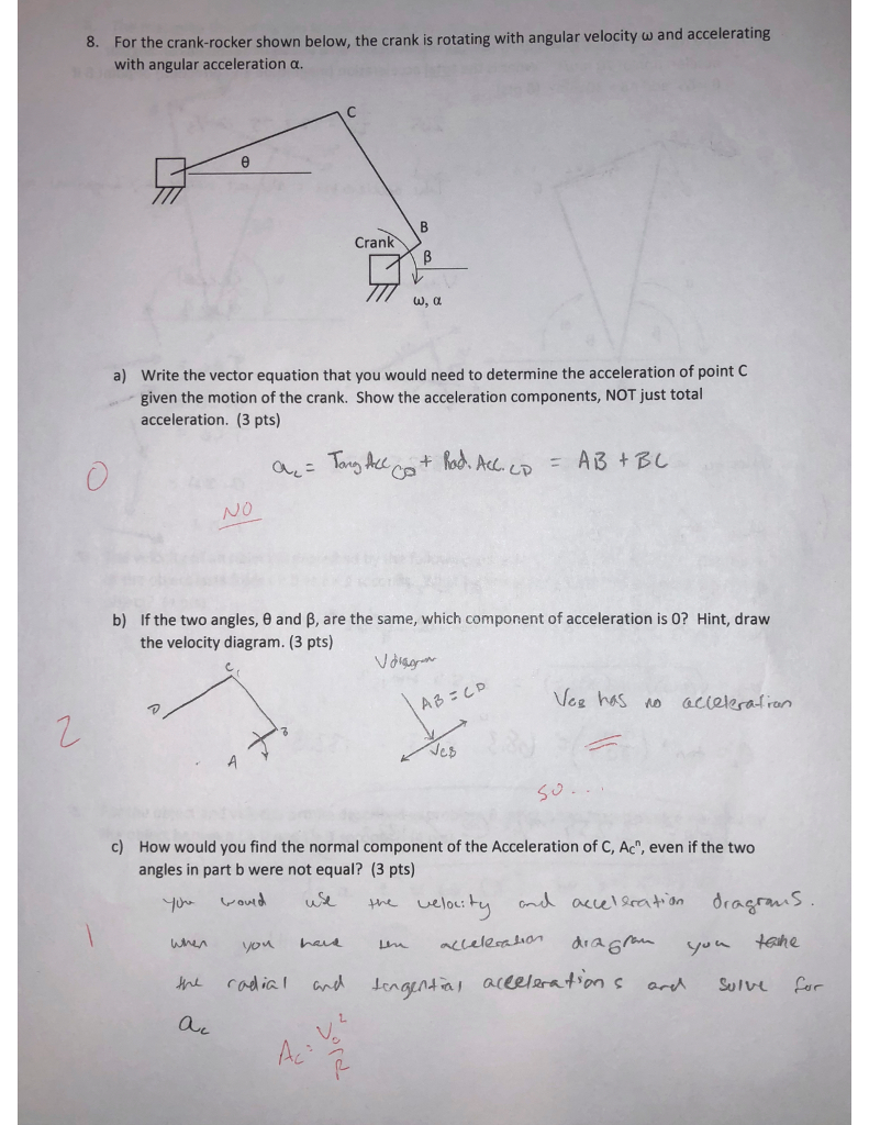 Solved 8. For the crank-rocker shown below, the crank is | Chegg.com