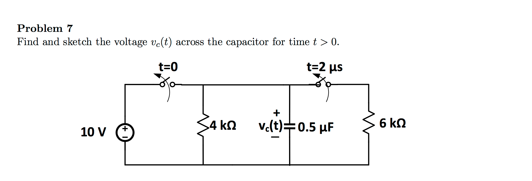 Solved Find and sketch the voltage vc(t) across the | Chegg.com