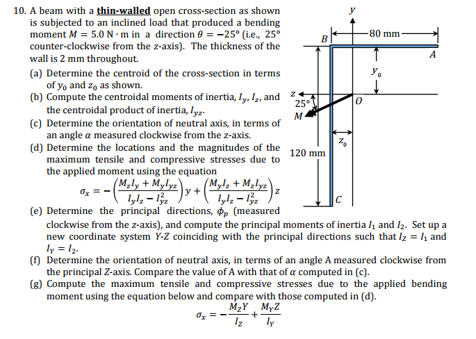 Solved 10. A beam with a thin-walled open cross-section as | Chegg.com