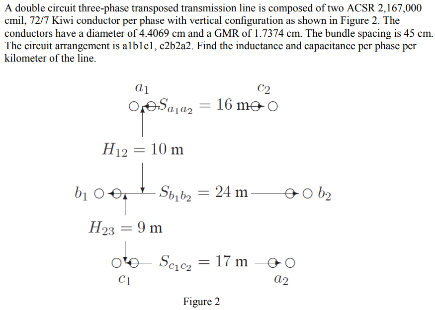 Solved A double circuit three-phase transposed transmission | Chegg.com