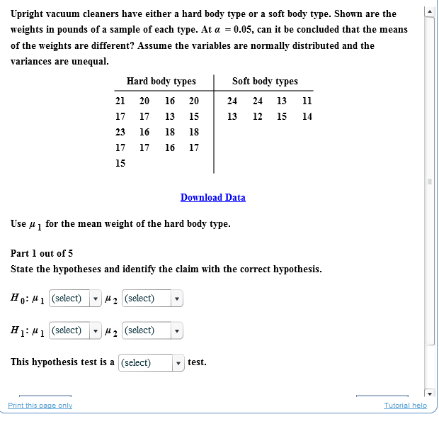 Solved Upright vacuum cleaners have either a hard body type