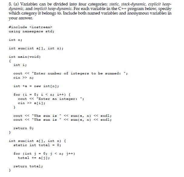 Solved 8. Variables can be divided into four categories: | Chegg.com