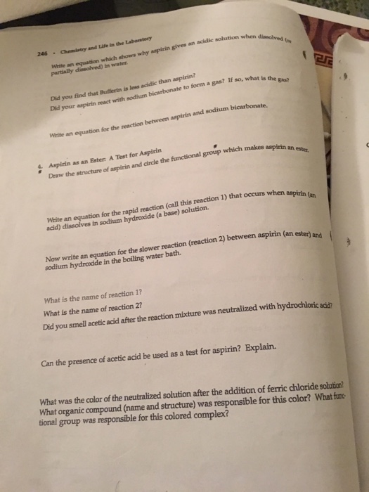 Solved Write an equation which shows why aspirin gives an