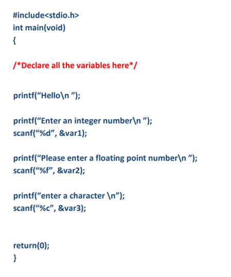 Solved Complete the code, add one variable that declares | Chegg.com