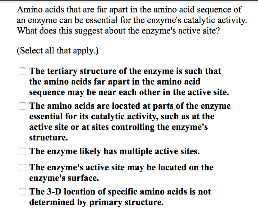 Solved Amino acids that are far apart in the amino acid
