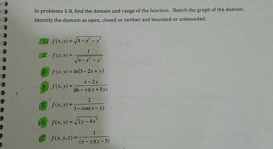 Solved In problems 1-8, find the domain and range of the | Chegg.com
