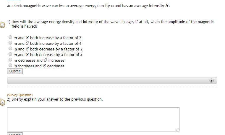 Solved An electromagnetic wave carries an average energy | Chegg.com