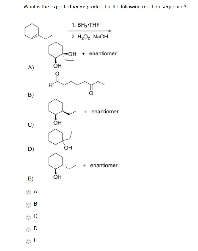 Solved What Is The Expected Major Product For The Following