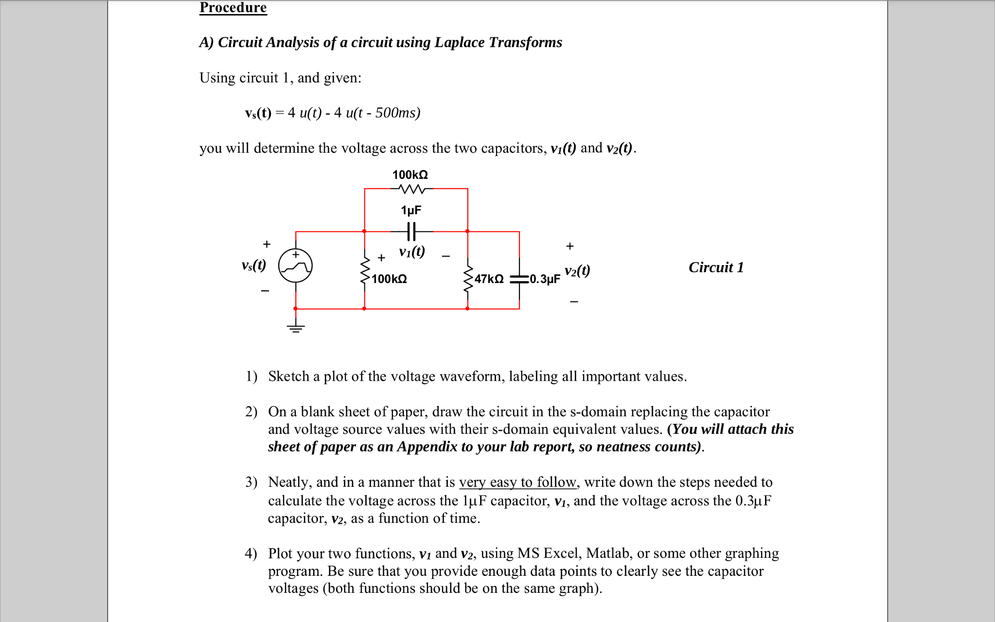 Solved Circuit Analysis Of A Circuit Using Laplace | Chegg.com