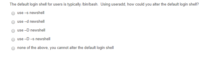 Solved The default login shell for users is typically | Chegg.com