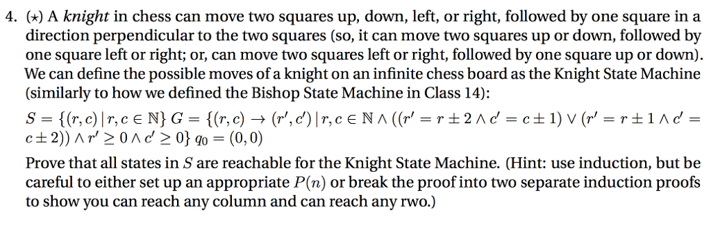 Solved 4. ) A knight in chess can move two squares up, down, | Chegg.com