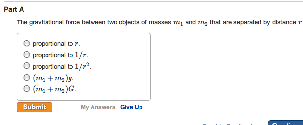 Solved The gravitational force between two objects of masses | Chegg.com