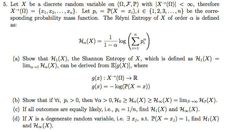 Solved Let X Be A Discrete Random Variable On (ohm, F, P) 