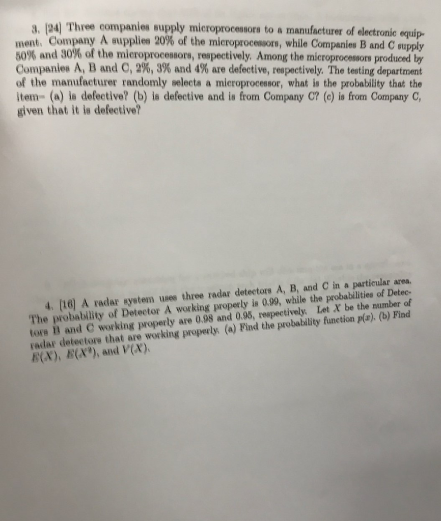 Solved Three companies supply microprocessors to a