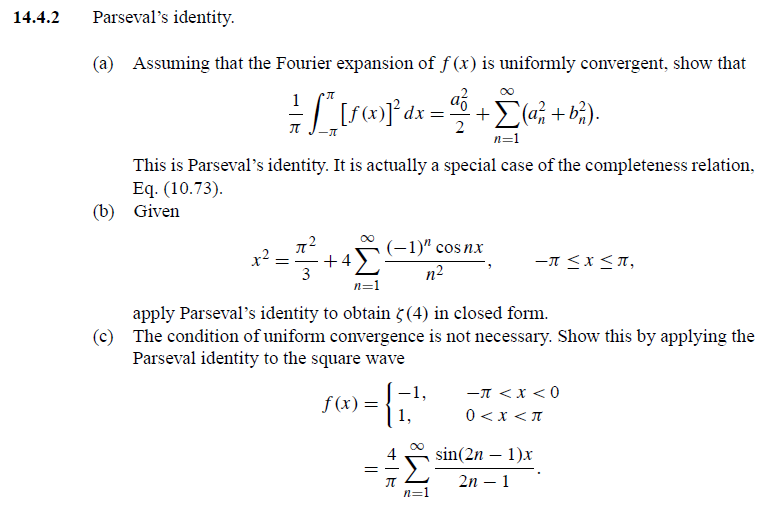 14.4.2 Parseval's identity (a) Assuming that the | Chegg.com