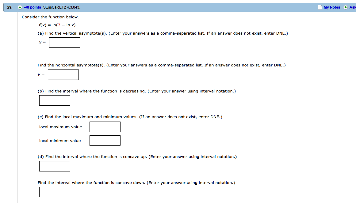 Solved Consider The Function Below F X Ln Ln X F Chegg Com