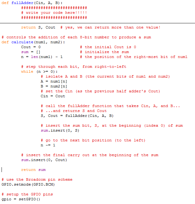Solved Create the fullAdder function that implements a full | Chegg.com