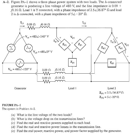 Solved Figure PA-1 shows a three phase power system with two | Chegg.com