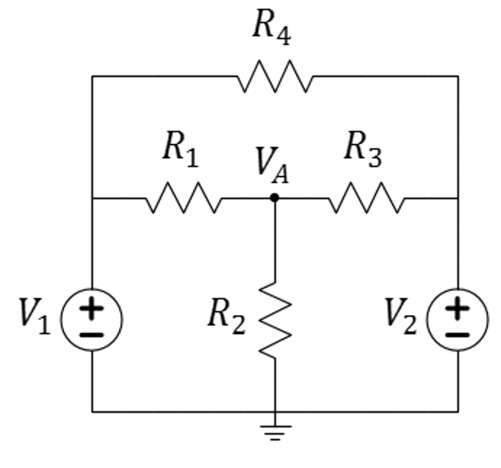 Solved What is the node voltage VA if V1=21V, V2=2V, R1=10?, | Chegg.com