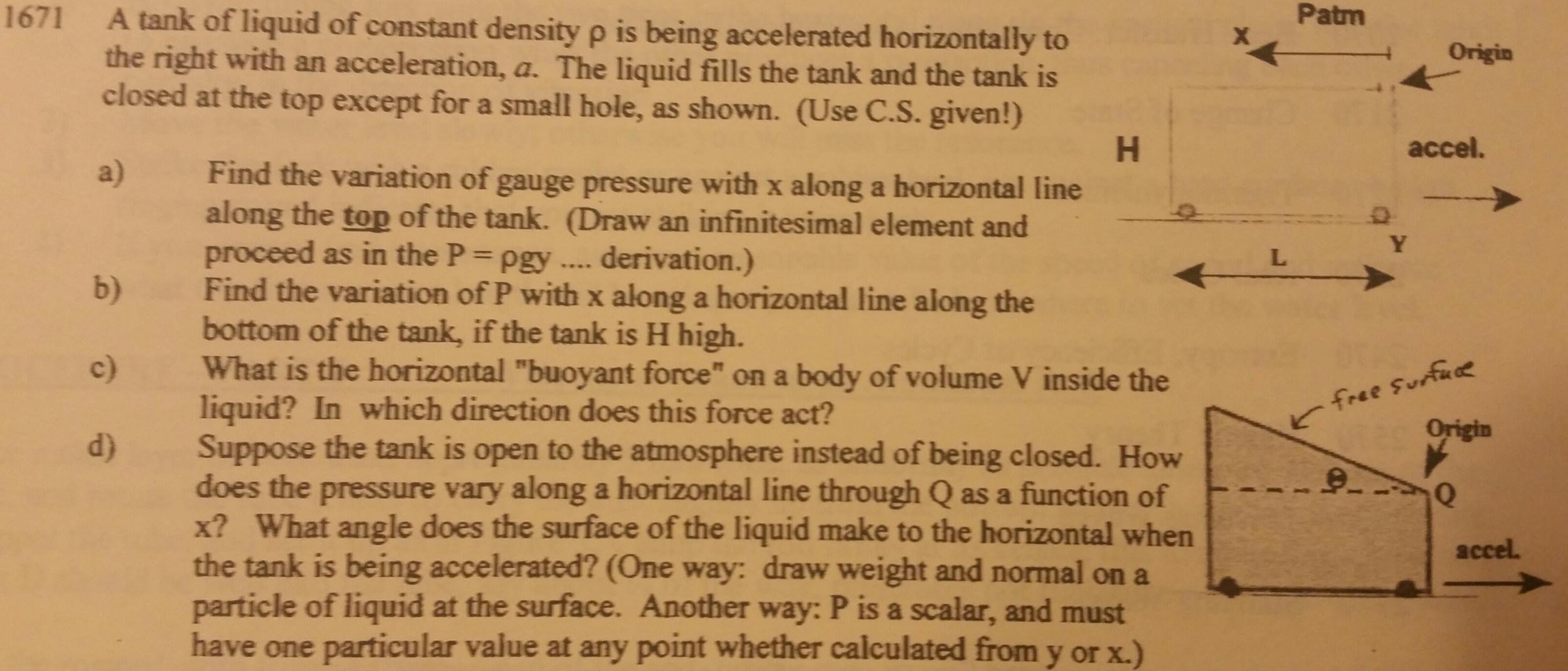 Solved A tank of liquid of constant density p is being | Chegg.com