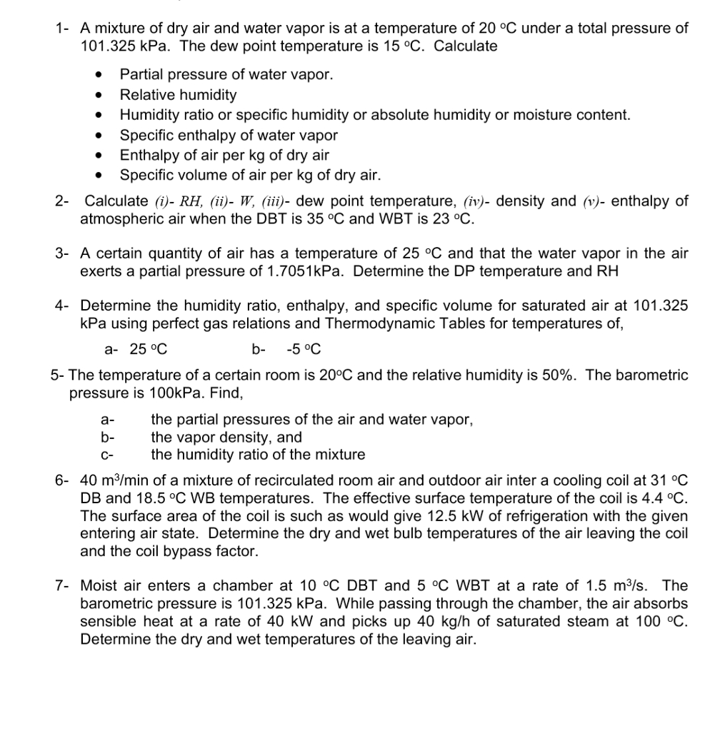 solved-1-a-mixture-of-dry-air-and-water-vapor-is-at-a-chegg